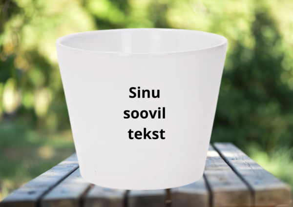 Lillepott (keraamiline) tekstiga