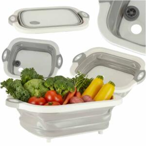 Silikoonist kokkuklapitav kauss koos äravooluga lõikelaud reisimine valamu äravooluga