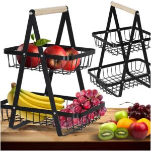 Kahekorruseline puuviljakorv metallist puidust