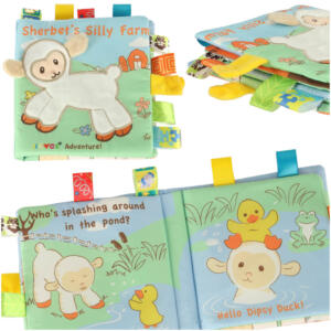 Sensory book teether tag lambad