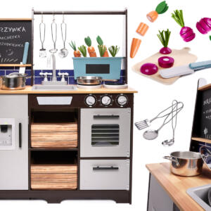 Laste puidust köök MDF koos tarvikutega LOFT XXL 96cm