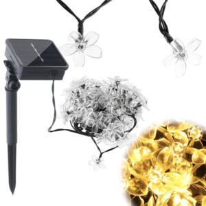 Päikeselillede aiatuled 7m 50LED soe valge