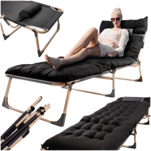 Turisti kokkupandav põlluvoodi 198 cm must