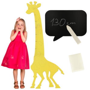 Puidust kaelkirjak kasvumõõt 125 cm kollane + kriiditahvel 32 x 44 cm