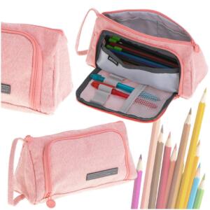 Kooli pliiatsiümbris topelt kotike vanity case roosa