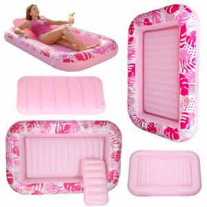 Täispuhutav ujumismadrats, päikesevoodi koos padjaga roosa